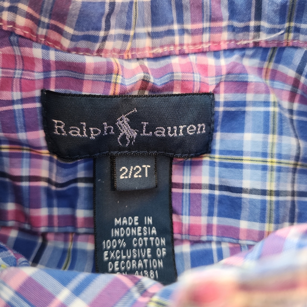 RALPH LAUREN BLUE LABEL, BOYS, SIZE 2T plaid short sleeve button-up shirt. - Picture 11 of 12